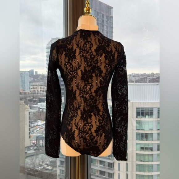 🆕 ZIMMERMANN 🧿 NWT Lace Long Sleeve Bodysuit, Black Sz 0 US 2 - Picture 6 of 16